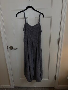 Anthropologie Navy and White Striped Jumpsuit Coverup